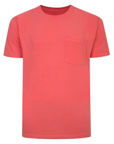 Bigdude – Lässiges, stückgefärbtes T-Shirt in verwaschenem Rot